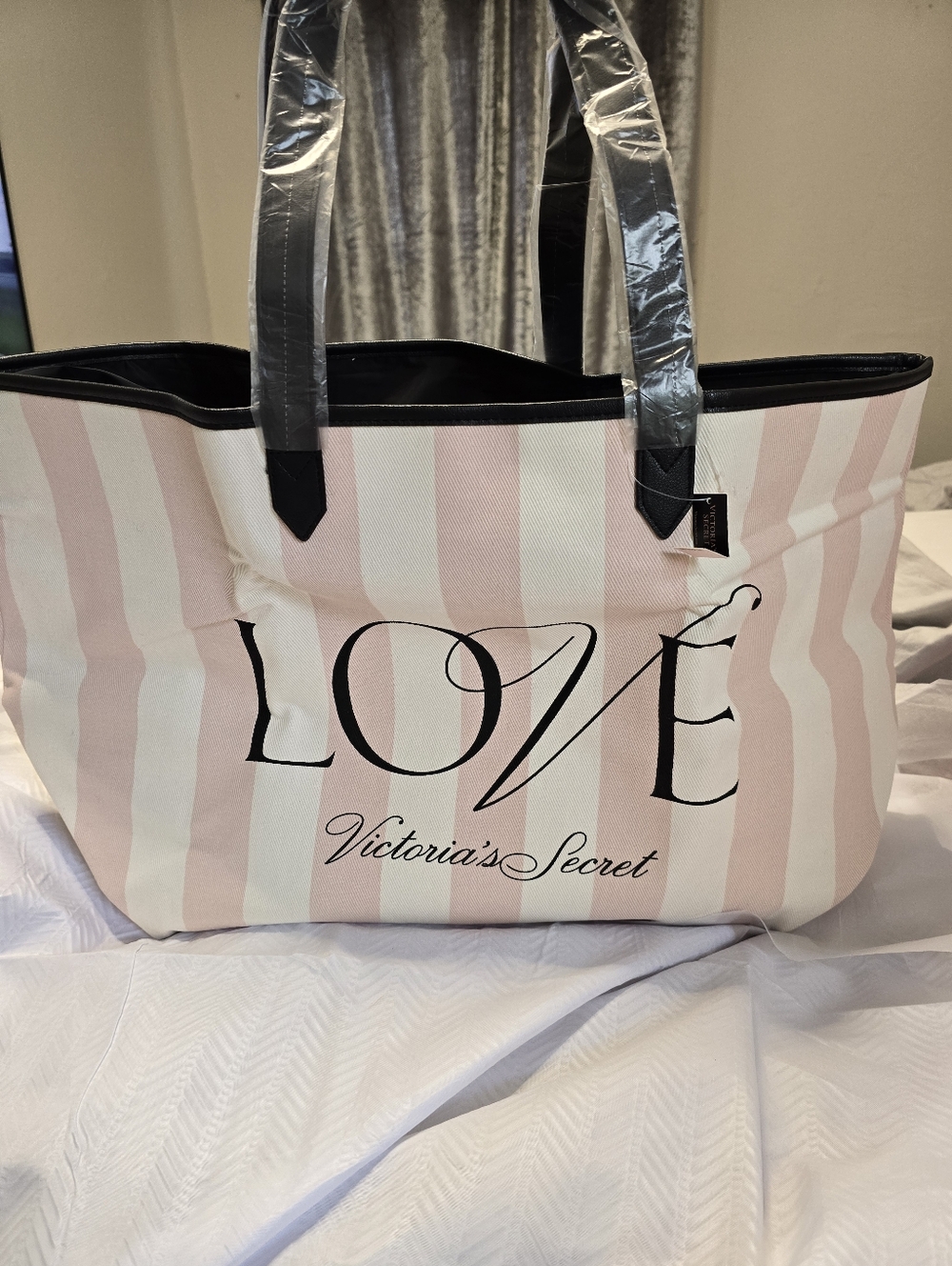 Victoria's Secret Pink & White Striped LOVE Tote